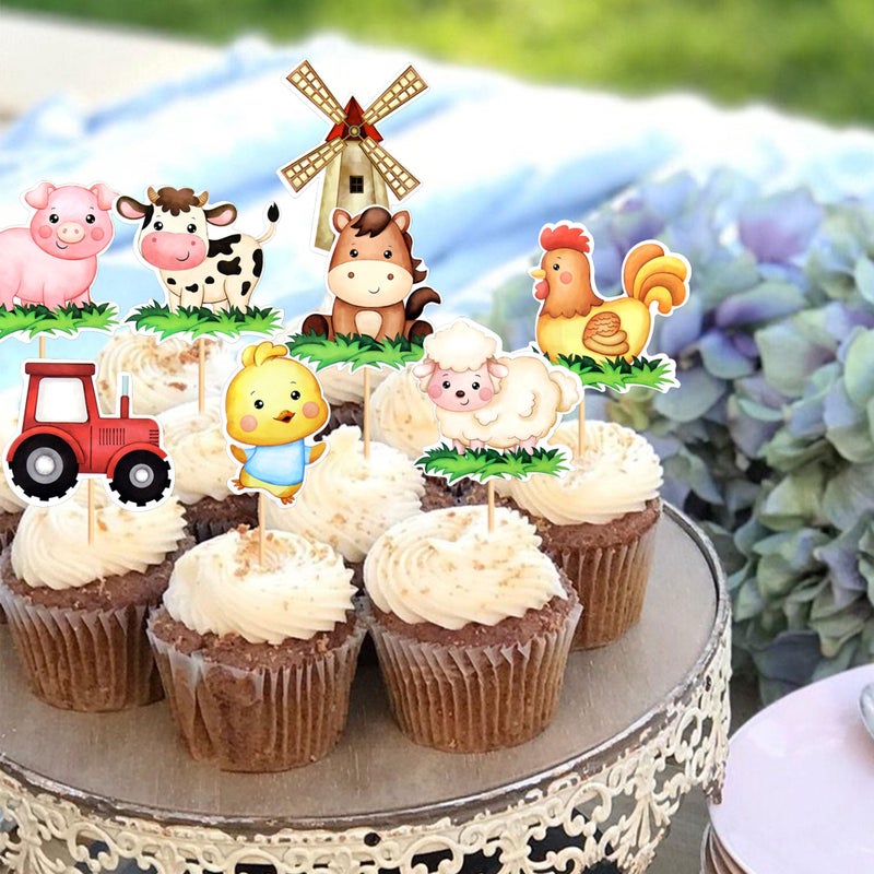 Ercadio 32 Pack Farm Animal Cupcake Toppers Cow Sheep Horse Cupcake Picks Farm Animal Cupcake Picks for Animal Theme Baby Shower Barnyard Birthday Party Cake Decoration Supplies - Image 3