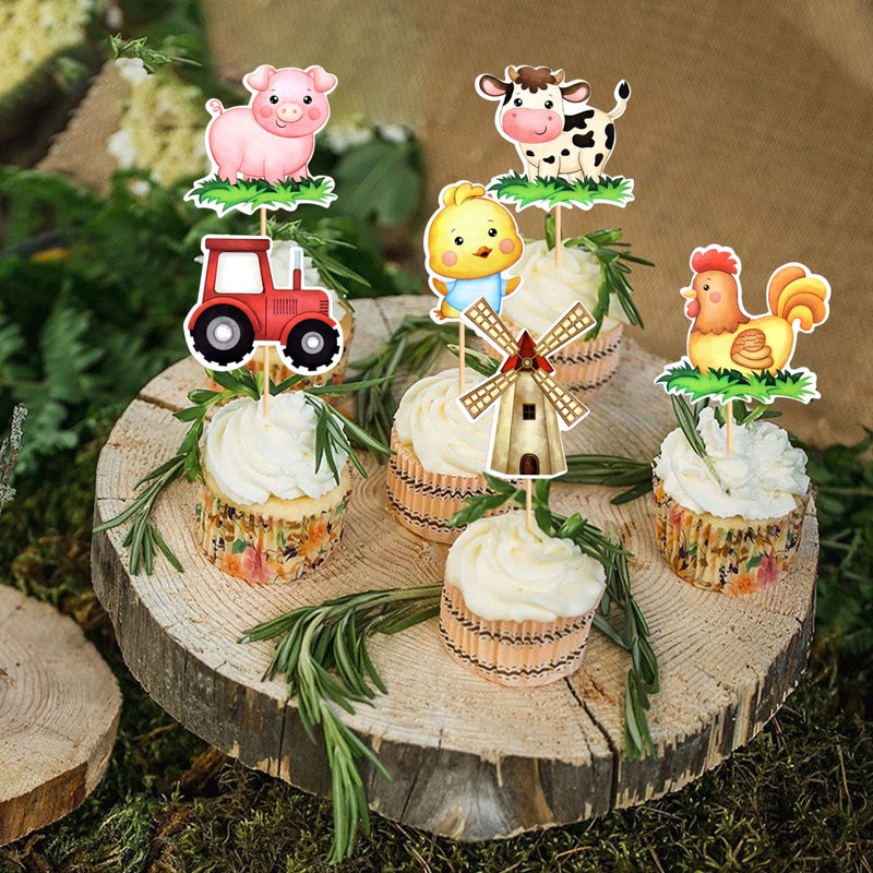 Ercadio 32 Pack Farm Animal Cupcake Toppers Cow Sheep Horse Cupcake Picks Farm Animal Cupcake Picks for Animal Theme Baby Shower Barnyard Birthday Party Cake Decoration Supplies - Image 4