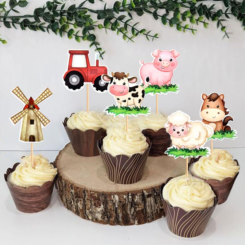 Ercadio 32 Pack Farm Animal Cupcake Toppers Cow Sheep Horse Cupcake Picks Farm Animal Cupcake Picks for Animal Theme Baby Shower Barnyard Birthday Party Cake Decoration Supplies - Image 5