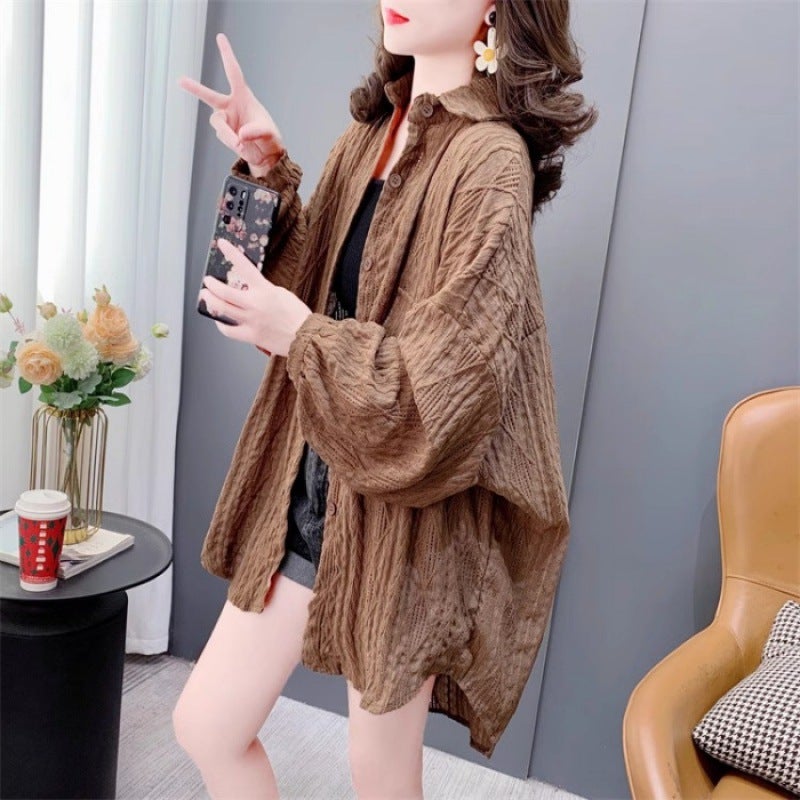 [Official Figure] High Quality Autumn Medium And Long Thin Cardigan Maillard Lel Shirt Jacket - Image 1