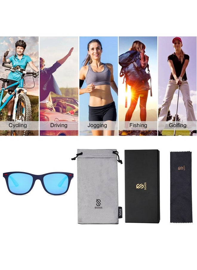 Sojos Polarized Sports Tr90 Sunglasses For Running Cycling Fishing Golf Driving Sj2101 With Matte Blue Frameblue Mirrored Lens  - Image 5