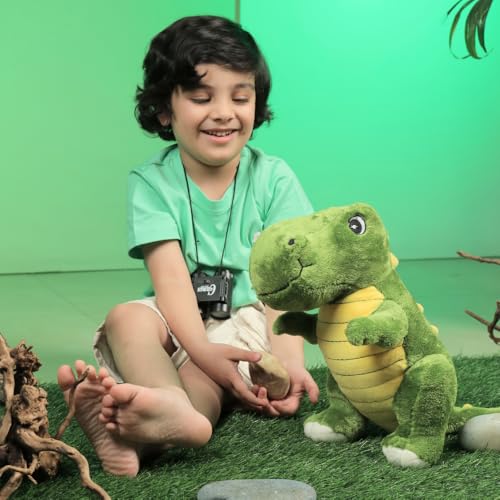Mirada Super Soft Standing Dinosaur Plush Toy – 35cm | Cute Green & Yellow Stuffed Animal for Kids, Boys & Girls | Adorable Cuddly Plushie | Perfect Birthday, Valentine & Room Décor Gift - Image 3