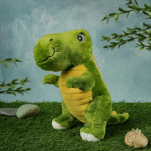 Mirada Super Soft Standing Dinosaur Plush Toy – 35cm | Cute Green & Yellow Stuffed Animal for Kids, Boys & Girls | Adorable Cuddly Plushie | Perfect Birthday, Valentine & Room Décor Gift - Image 5