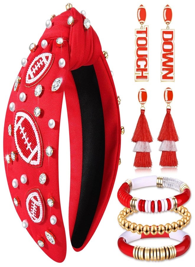 سيالكسهيني عصابات رأس وأقراط وأساور كرة قدم من CEALXHENY - مجوهرات يوم المباراة للنساء والأمهات - إكسسوارات ريد سبيريت - Image 1