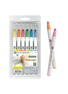 Zig Clean Color Dot Single Hightlight 6 Colors Set Apcertified Ideal For Marking In Planners Or Journals Photosafe Acid Free Lightfast Odourless Xylene Free Made In Japan
