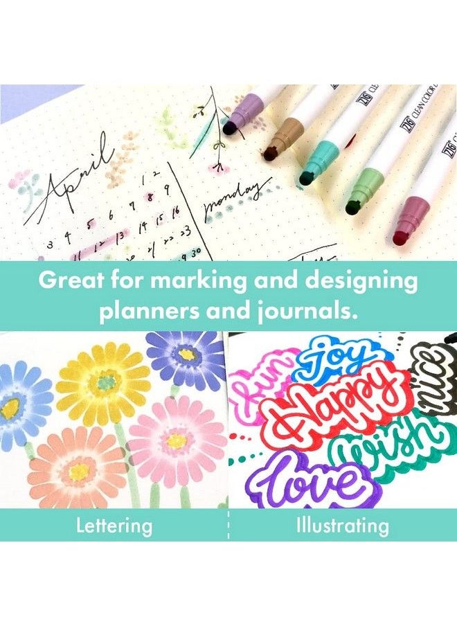 Kuretake - Zig Clean Color Dot Single Hightlight 6 Colors Set Apcertified Ideal For Marking In Planners Or Journals Photosafe Acid Free Lightfast Odourless Xylene Free Made In Japan - Image 1