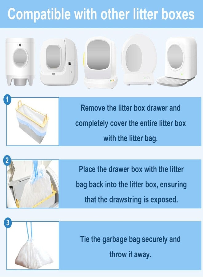 ZPSOX 40 Count 21.6" x 11.8" Cat Litter Box Liners for Self-Cleaning Cat Litter Box, Replacement Automatic Litter Box Liners, 2 Rolls Drawstring Trash Bags for Robot, Extra Thick,（2 Packs/40 Counts） - Image 5