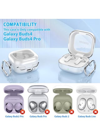 Samsung Galaxy Buds 4 & Buds 4 Pro Case with Cleaner Kit, Clear Case with Carabiner, Premium TPU Cover, Wireless Charging, Headphone Accessories (Clear) - view 2