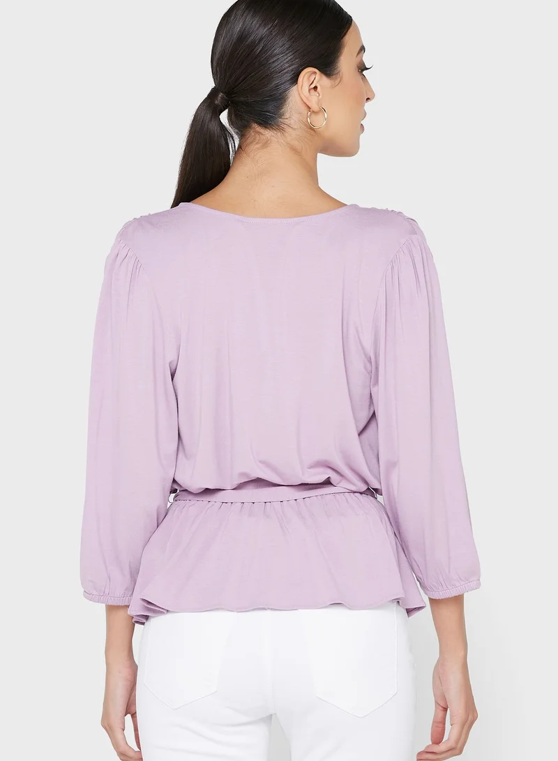 Lauren Ralph Lauren Tie Detail V-Neck Top