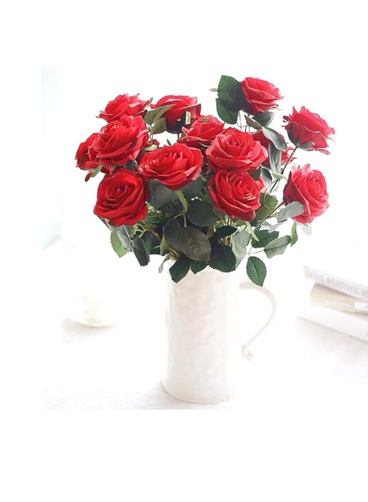 Artificial Flower Bouquet, Suitable For Parties, Home And Wedding Decoration (Red Color)