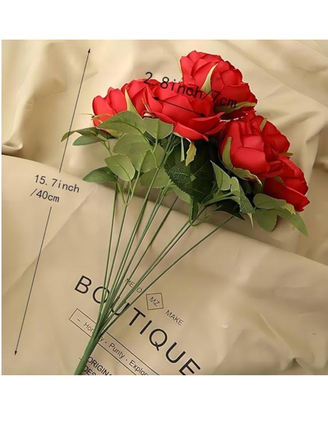 Artificial Flower Bouquet, Suitable For Parties, Home And Wedding Decoration (Red Color)