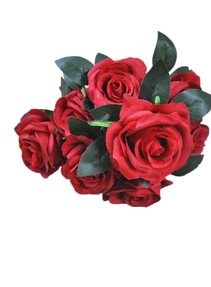 Artificial Flower Bouquet, Suitable For Parties, Home And Wedding Decoration (Red Color)