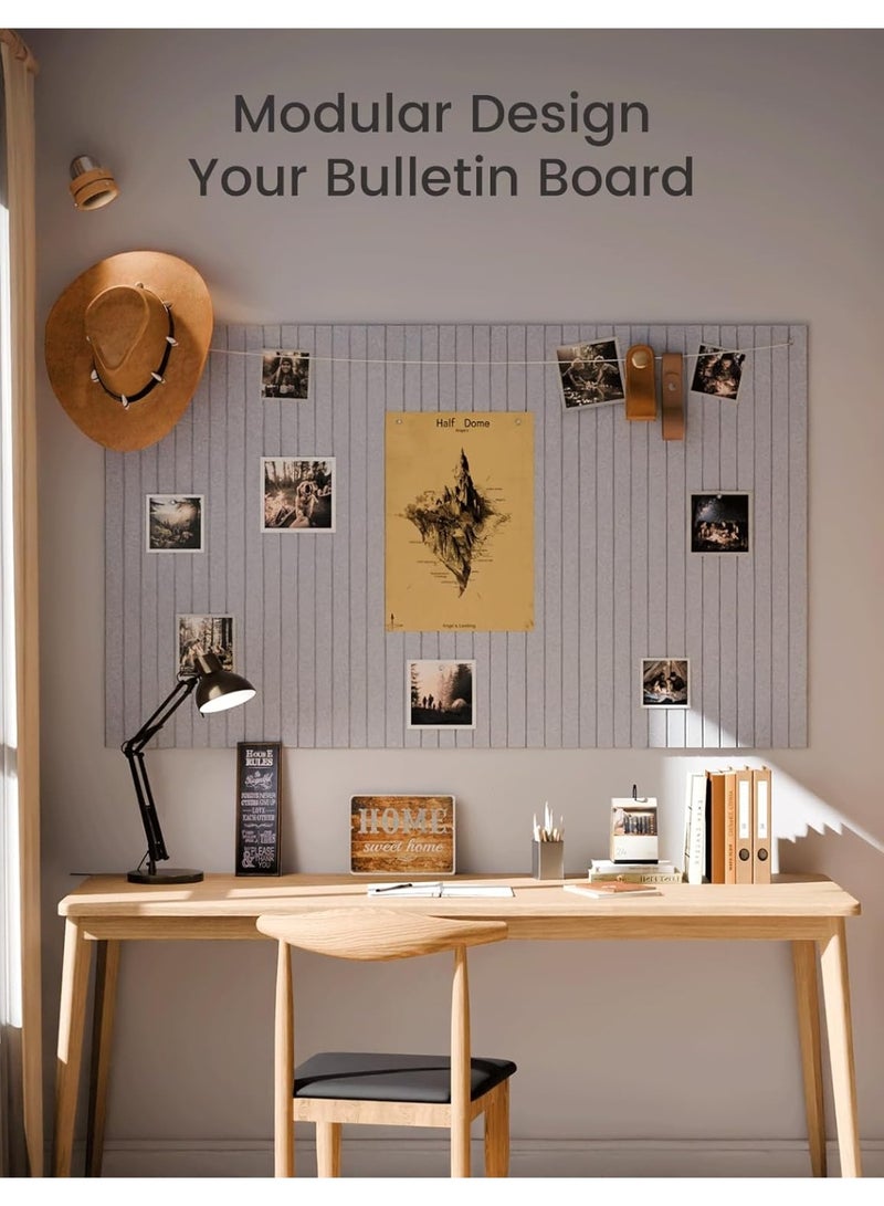 YelaJoy 12 Pack Large Felt Bulletin Board, 30x30CM, Self-Adhesive Grooved, Vertical Strip Polyester Fiber Soundproof , Office Cinema Music Room Wall Decor, Felt Wall Backdrop (Soft Gray) - Image 5
