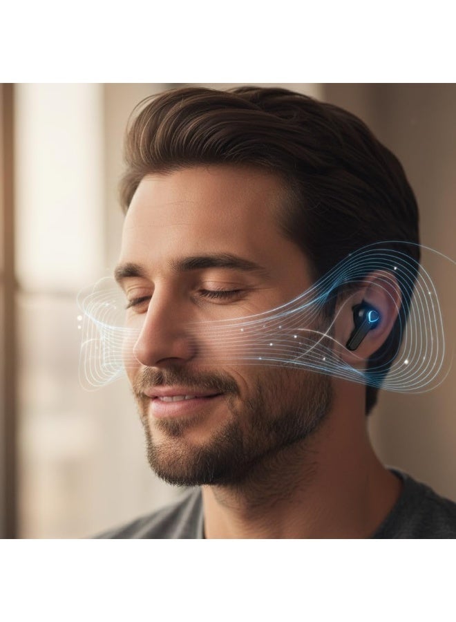 بروفيشنال سماعات رأس لاسلكية بلوتوث M19 Pro، الإصدار 5.1، شاشة LED رقمية، مقاومة للماء بمعيار IPX7، بطارية 2000 مللي أمبير، ميكروفون مدمج، لون أسود، مناسبة للرياضة والألعاب - Image 3