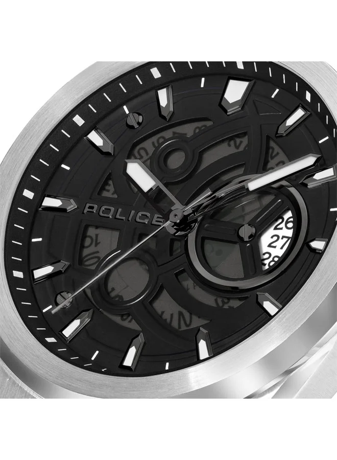 بوليس Men's Men's Ofset Menâ€™s 45mm Watch with Black Dial & 316L Stainless Steel Bracelet