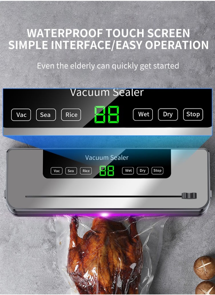 Joshberg Vacuum Sealer Machines, Automatic Heat Sealing Machine for Food Packing& Fresh-keeping, with Dry &Moist 6 Modes, Ultraviolet Sterilization Smart Touch Screen  - Image 4