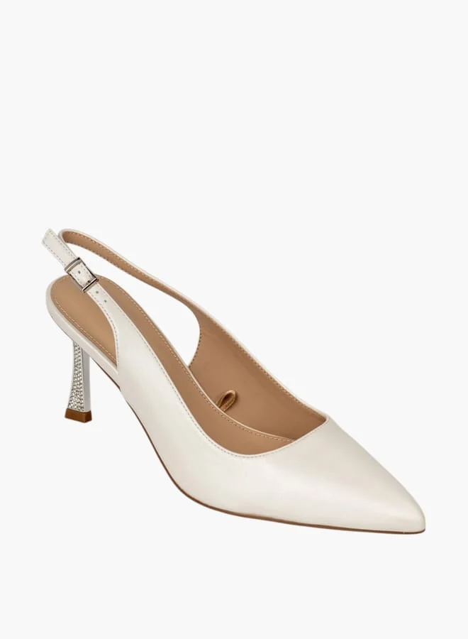 Flora Bella By Shoexpress Womens Textured Slingback Shoes With Stiletto Heels