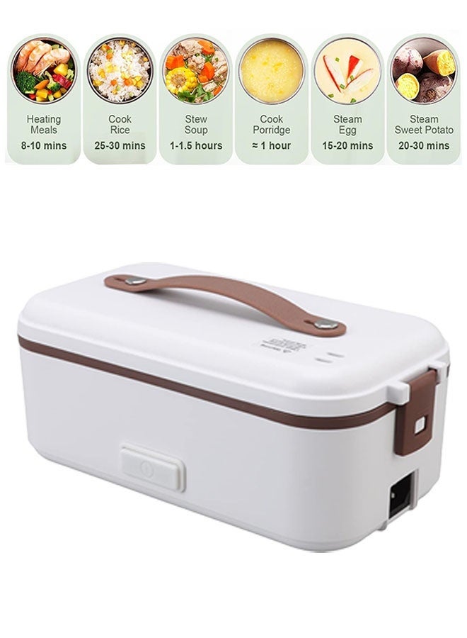 ROEIEIS 304 Stainless Steel Electric Lunch Box - Removable Compartment Bento Warmer | Portable Rice Cooker for Office, Home & Travel | 220V (White) - Image 5