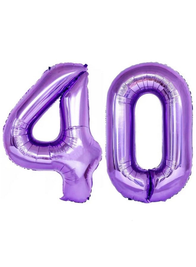 EMAAN Purple Number 40 Balloons, Birthday Mylar Foil Helium Digital Balloon, 42 Inch - Image 1