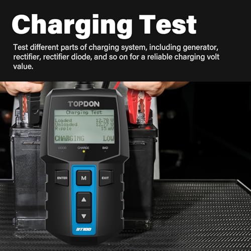 TOPDON BT100 Car Battery Tester 12V Load Tester, 100-2000 CCA Automotive Alternator Tester Digital Auto Battery Analyzer Charging Cranking System Tester for Car Truck Motorcycle ATV SUV Boat Yacht - Image 5