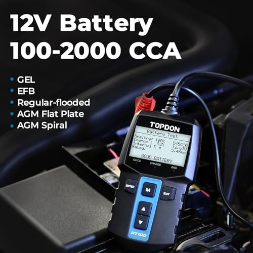 TOPDON BT100 Car Battery Tester 12V Load Tester, 100-2000 CCA Automotive Alternator Tester Digital Auto Battery Analyzer Charging Cranking System Tester for Car Truck Motorcycle ATV SUV Boat Yacht - Image 3