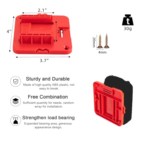 Crivnhar 5 Pack Battery Holder Compatible for Craftsman 20V Battery Mounts Dock Holder Fit for CMCB204 CMCB202 CMCB201 CMCS500B(w/10 Screws, No Battery) - Image 2