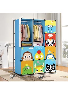 HOPz HOPz Almirah for ClothesPlastic Soft Sheet Collapsible Wardrobe for Clothes for Kids ClothesToyBook Baby Cupboard for Clothes Storage in Bedroom NurseryCartoon Blue 12Shelf12Door HZ12  - Image 2