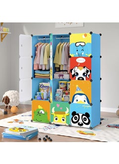 HOPz HOPz Almirah for ClothesPlastic Soft Sheet Collapsible Wardrobe for Clothes for Kids ClothesToyBook Baby Cupboard for Clothes Storage in Bedroom NurseryCartoon Blue 12Shelf12Door HZ12  - Image 5