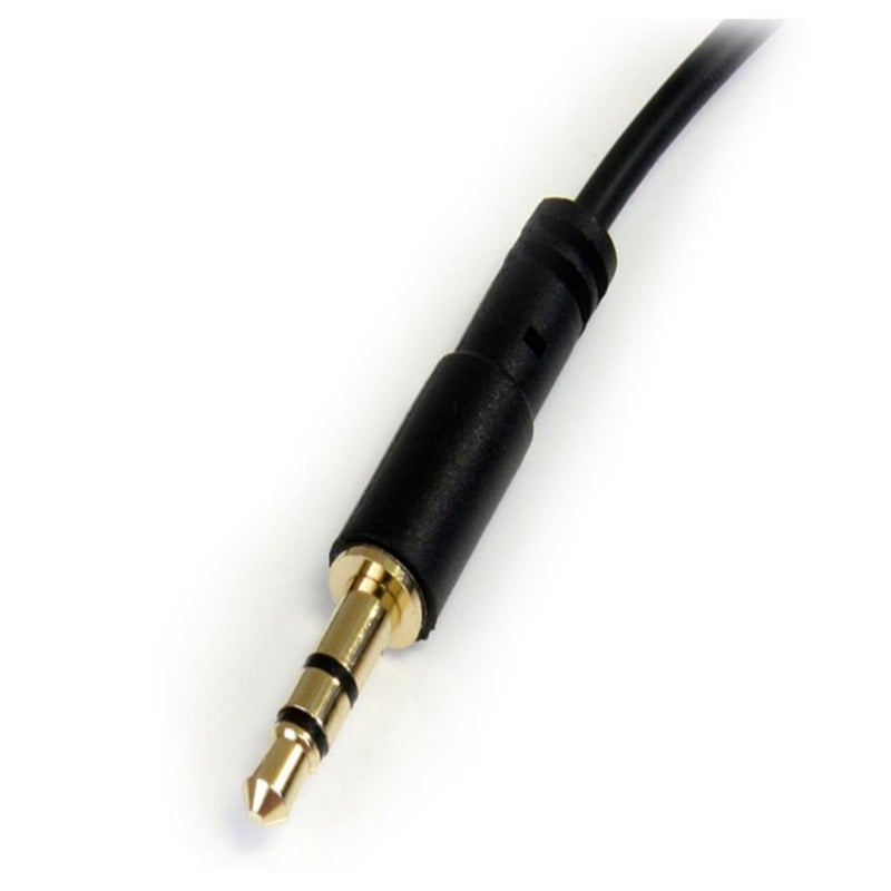 StarTech.com 1 ft. (0.3 m) Right Angle 3.5 mm Audio Cable - 3.5mm Slim Audio Cable - Male/Male - Aux Cable (MU1MMSRA), Black - Image 3