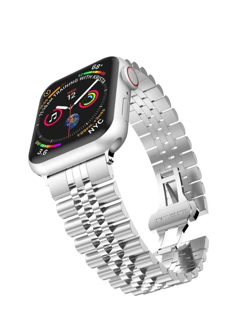 Replacement Band Compatible with Apple Watch 41mm,Stainless Steel Solid Strap Metal Bracelet for Apple Watch Series 7/ - Image 1