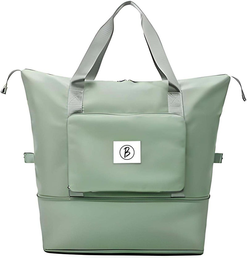 Btag Waterproof Foldable Travel Bag for Women | 41 Liters Capacity | Shoulder Bags | Hand Bag for Ladies Personal Items Expandable Travel Bag, Carry Weekender Luggage for Travelling (Green) - Image 1