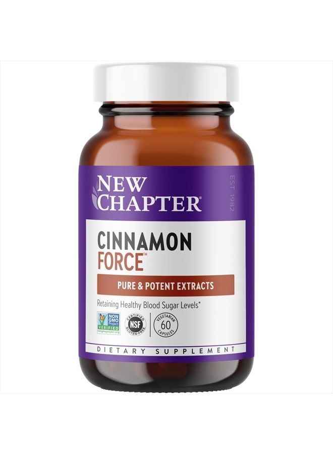 New Chapter Cinnamon Supplement - Cinnamon Force for Antioxidant Action + Non-GMO Ingredients - 60 ct Vegetarian Capsules - Image 1