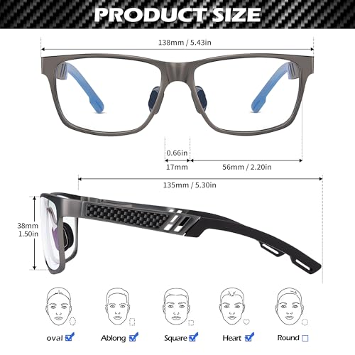 ANYLUV Blue Light Blocking Glasses Men Computer Gaming Glasses Lightweight Al-Mg Metal Anti Eyestrain Eye Protection DarkGunmetal Clear - Image 5