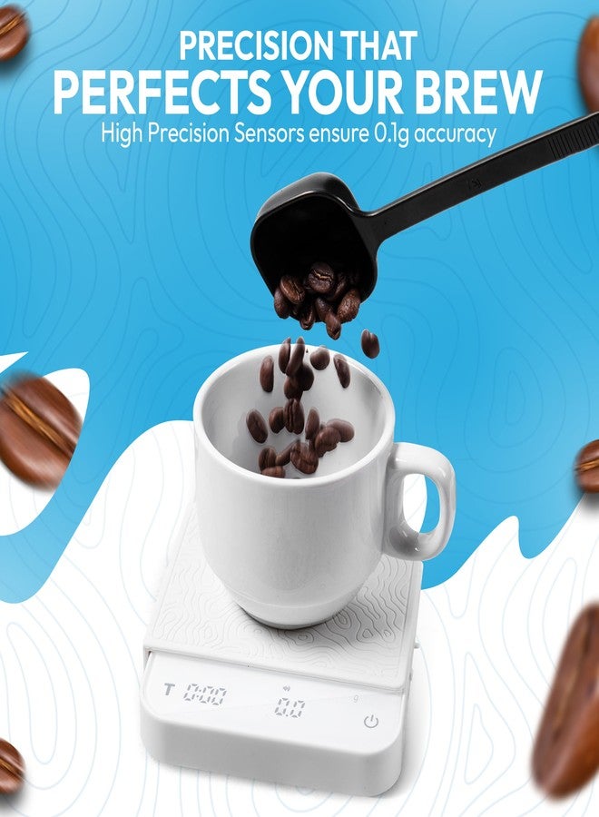 DeNestora Mini Coffee Scale with Timer - Digital Barista Weight Scale with Designer-Patterned Tamper Mat, 0.1g High Precision, Portable & Rechargeable for Espresso, Pour Over, Drip, and Kitchen Brewing Use - Image 2