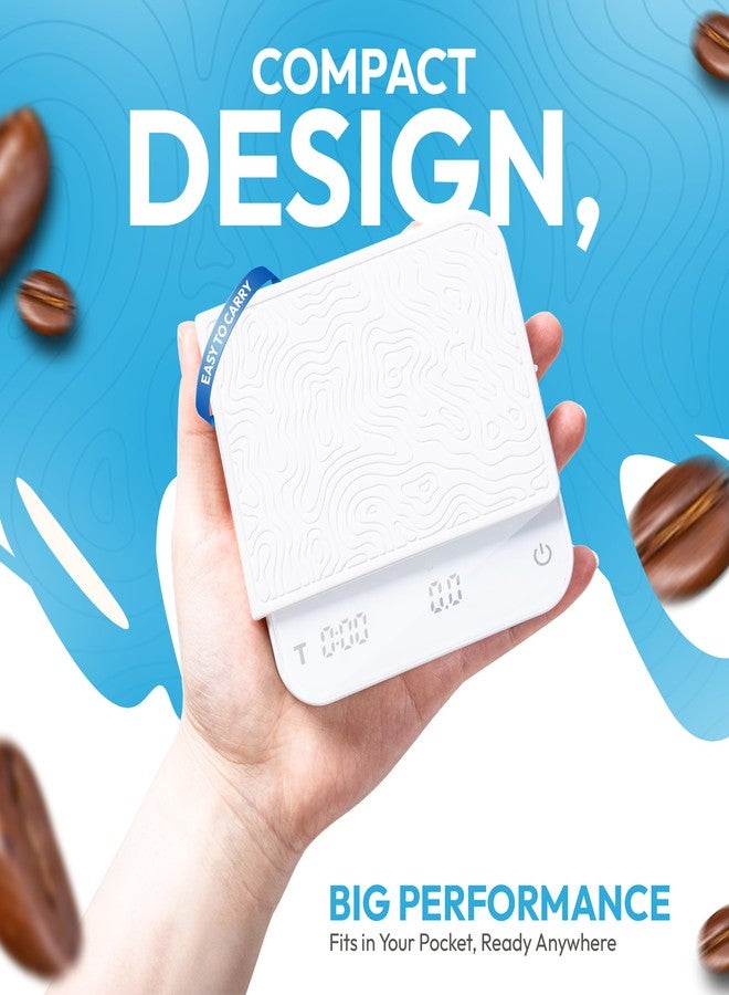DeNestora Mini Coffee Scale with Timer - Digital Barista Weight Scale with Designer-Patterned Tamper Mat, 0.1g High Precision, Portable & Rechargeable for Espresso, Pour Over, Drip, and Kitchen Brewing Use - Image 3
