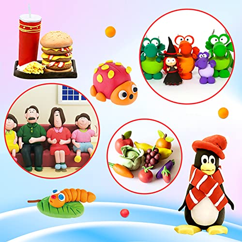 ESSENSON Modeling Clay Kit - 62 Colors Air Dry Magic Clay, Best Gift for Boys & Girls Age 3-12 Year Old, DIY Molding Kids, with Sculpting Tools, Decoration Accessories, Kids Art Crafts - Image 5