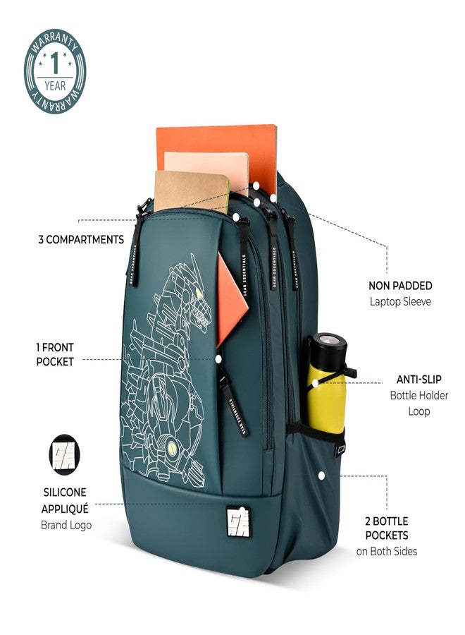 Gear Fiction 1 Backpack 19"/40L Large Water Resistant School Bag/Casual Backpack/Daypack/Kids Bag for Boys/Girls (Green-Green) - Image 4