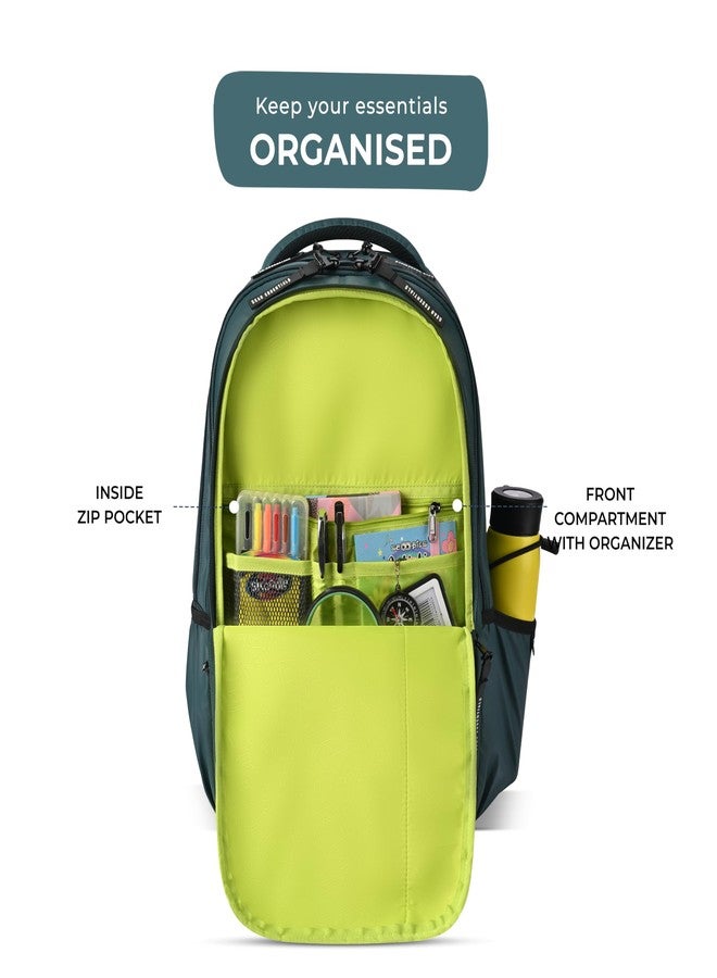 Gear Fiction 1 Backpack 19"/40L Large Water Resistant School Bag/Casual Backpack/Daypack/Kids Bag for Boys/Girls (Green-Green) - Image 5