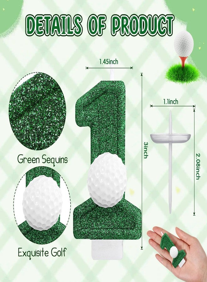 Conelist Golf 1 Candle for First Birthday Green Number 1 Candle Glitter Golf Party Decorations for Sport Birthday Cake Topper Anniversary Party Supplies - Image 2