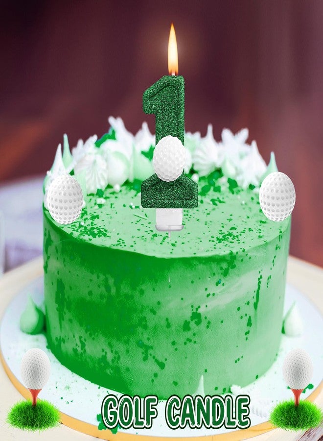 Conelist Golf 1 Candle for First Birthday Green Number 1 Candle Glitter Golf Party Decorations for Sport Birthday Cake Topper Anniversary Party Supplies - Image 4