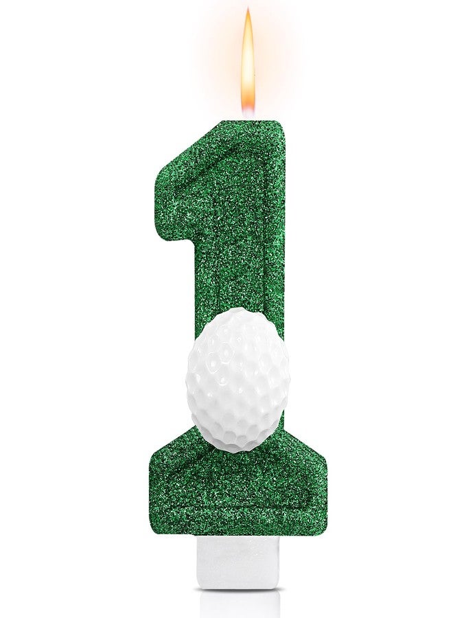 Conelist Golf 1 Candle for First Birthday Green Number 1 Candle Glitter Golf Party Decorations for Sport Birthday Cake Topper Anniversary Party Supplies - Image 1