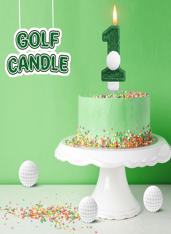 Conelist Golf 1 Candle for First Birthday Green Number 1 Candle Glitter Golf Party Decorations for Sport Birthday Cake Topper Anniversary Party Supplies - Image 3