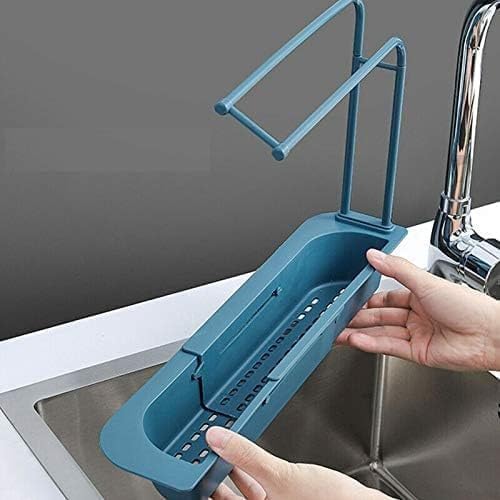 HMV MALL Plastic Long Sink Shelf Expandable Kitchen Drying Basket Rack Sink Sponge Shelf BrushSoap Drainer Rack Telescopic Sink Storage Rack - Image 2
