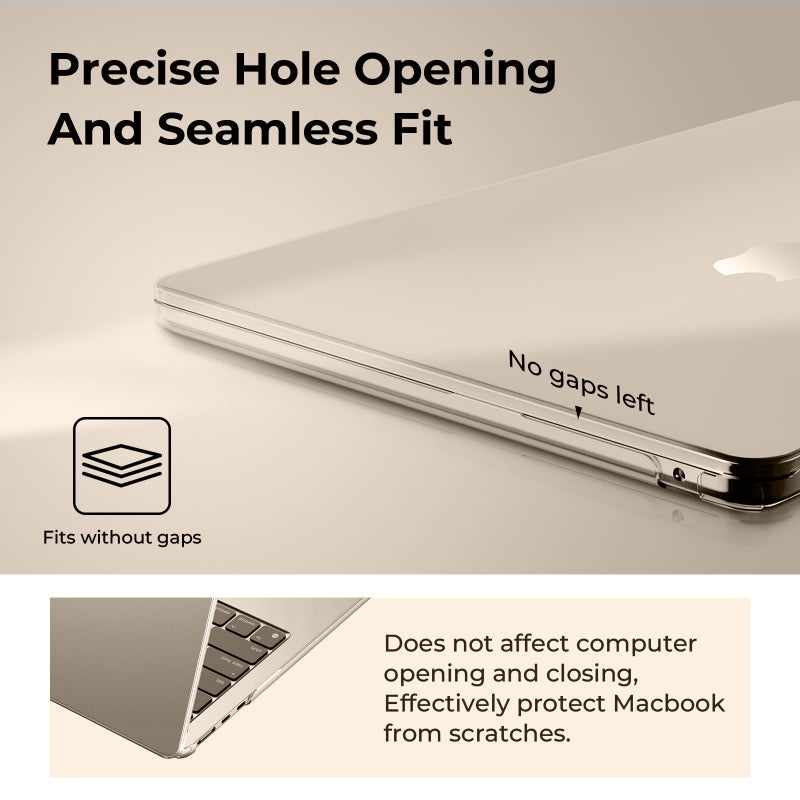 EooCoo Case Compatible with MacBook Air 13 inch M5 2026-2022 M4 M3 M2 A3449 A3240 A3113 A2681, Crystal Hard Shell Scratch Resistant Protective Cover Compatible for MacBook Air 13.6 inch, Starlight - Image 4