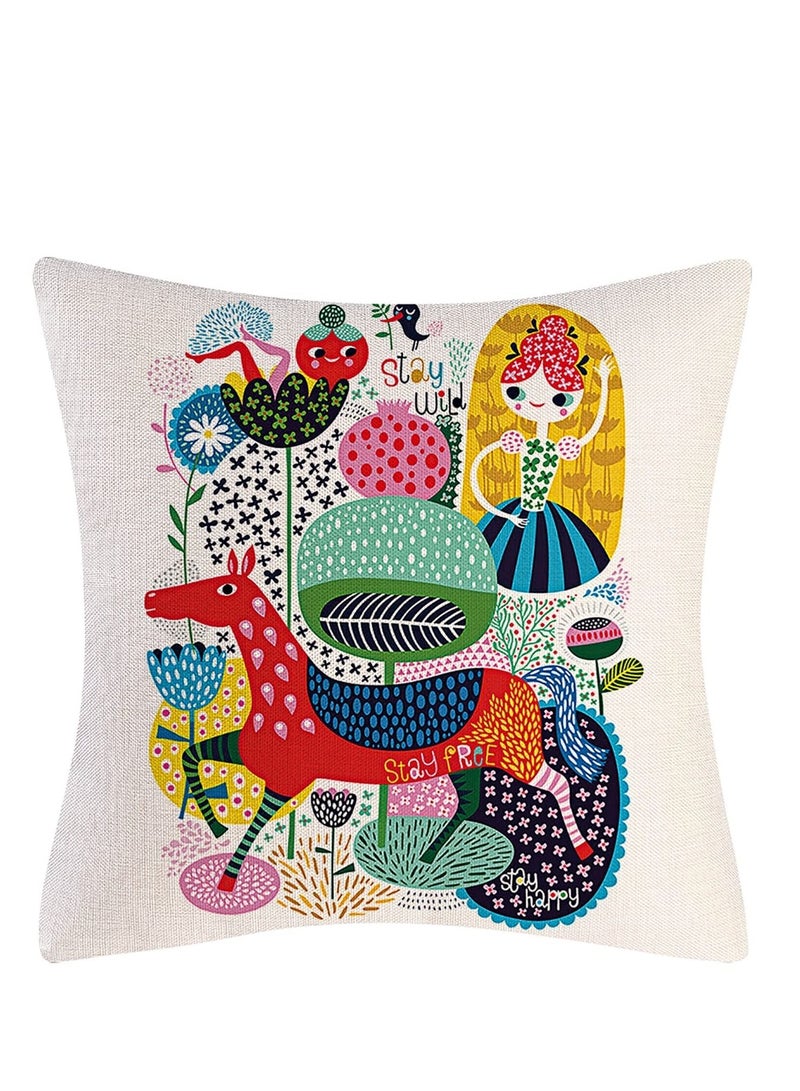 Y&D Colorful Throw Pillow Case Covers 45x45 Decorative Set of 4 Linen Boho Cushion 18 x inch for Couch Sofa Car Bed Living Room - Image 4