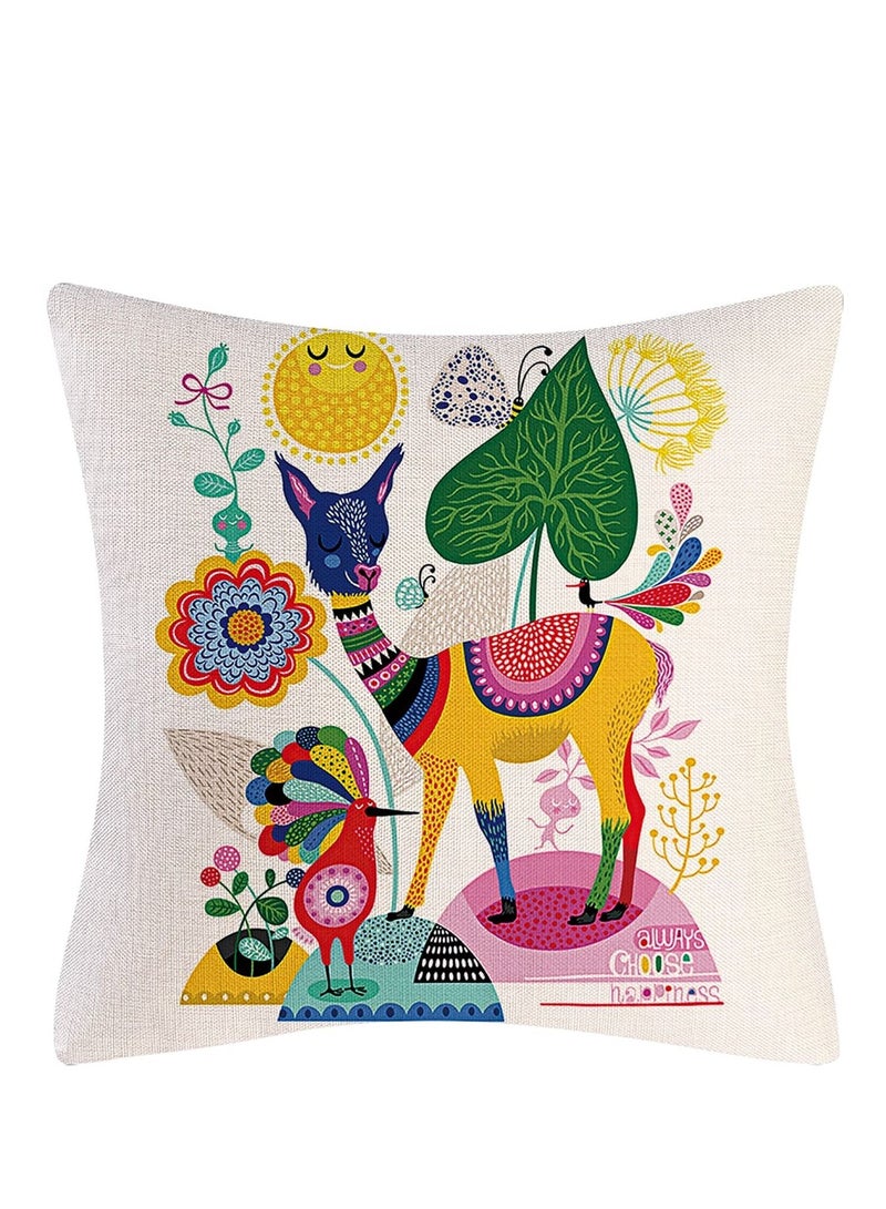 Y&D Colorful Throw Pillow Case Covers 45x45 Decorative Set of 4 Linen Boho Cushion 18 x inch for Couch Sofa Car Bed Living Room - Image 3