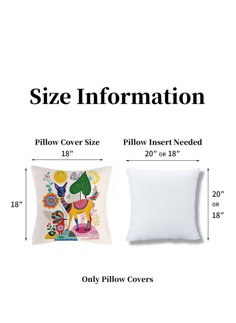 Y&D Colorful Throw Pillow Case Covers 45x45 Decorative Set of 4 Linen Boho Cushion 18 x inch for Couch Sofa Car Bed Living Room - Image 2