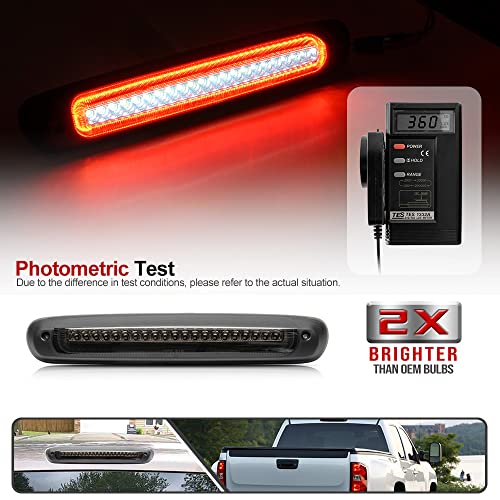 Mingrui test LED Third Brake Light for Chevy Silverado GMC Sierra 2007-2014 3rd Brake Lights White Cargo Light with Red Strobe OEM High Mount Brake Lamp Smoked Lens - Image 3