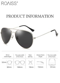 roaiss Polarized Aviator Sunglasses for Men Women UV400 Protection Sun Glasses with Metal Frame Fashion Anti-Glare Sun Shades for Driving Fishing Traveling Cycling Silver 60mm  - Image 4