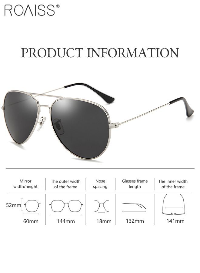 roaiss Polarized Aviator Sunglasses for Men Women UV400 Protection Sun Glasses with Metal Frame Fashion Anti-Glare Sun Shades for Driving Fishing Traveling Cycling Silver 60mm - Image 4